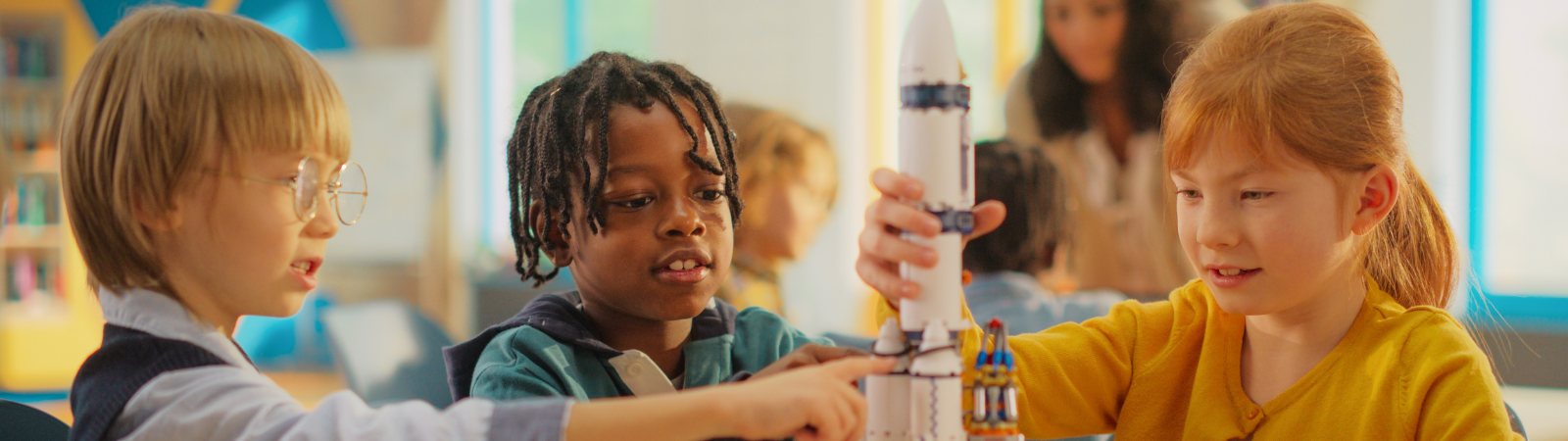 Kids working on a science project together