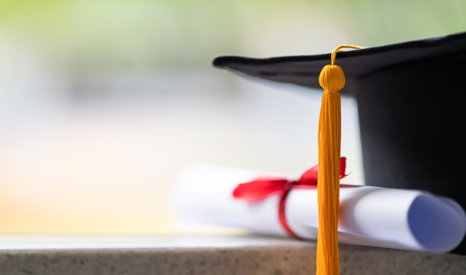 Graduation cap and diploma