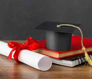 graduation cap and scroll