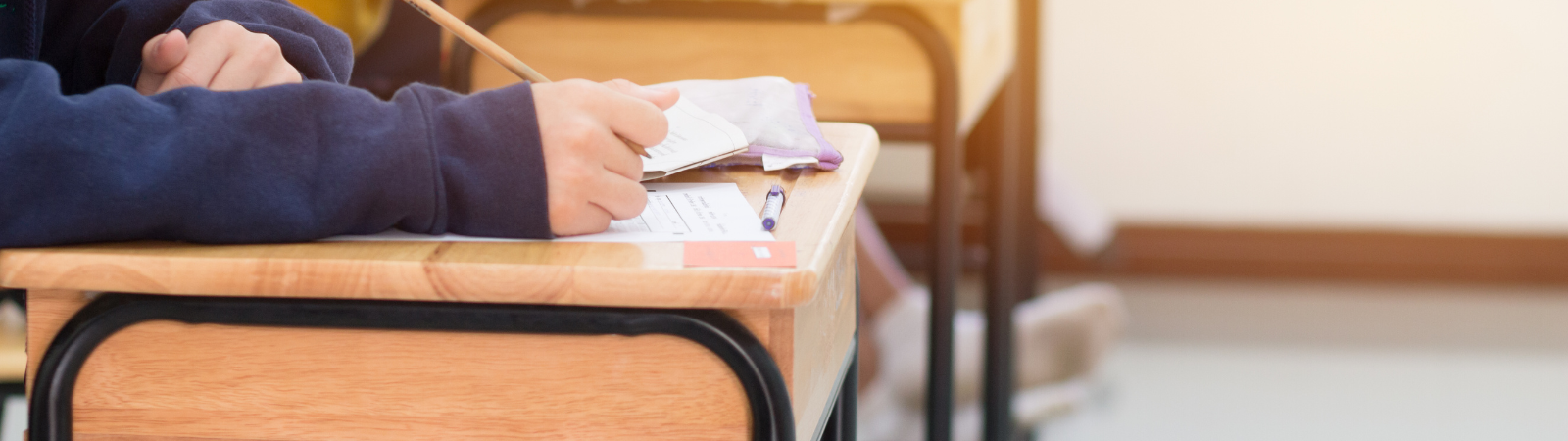 Student working at a desk